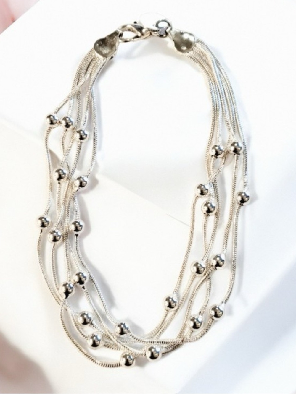 Sterling Silver Multi-Strand Beaded Bracelet